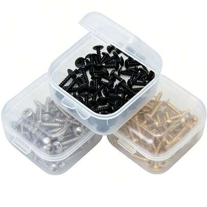 50Pcs Universal Electric Guitar & Bass Pickguard Screws With 3.5cm Mini Storage Box | Metal Replacement Screws For Musical Instrument Hardware, Guitar Maintenance & DIY Luthier Projects