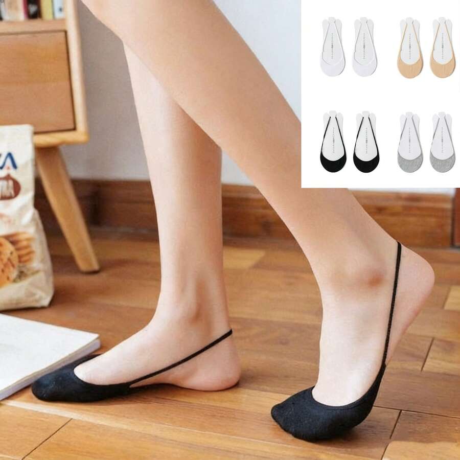 8 chiếc/4 chiếc/1 đôi tất lười quai vô hình tinh tế, cân bằng giữa tính thẩm mỹ và tính thực dụng trong kiểu tất cổ thấp. - Nhiều màu - Xem 1