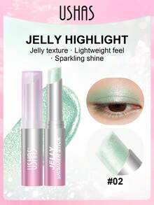 Que phấn mắt và bắt sáng USHAS, có 6 màu, bắt sáng mịn, kết cấu dạng thạch, thoa đều, lâu trôi, thiết kế dạng thỏi dễ mang theo và sử dụng, thích hợp trang điểm hàng ngày, lễ hội, tiệc tùng - #02 Thạch bạc hà tỏa sáng - Xem 10