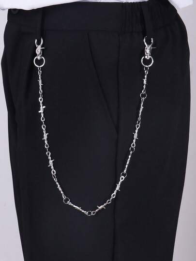 1条朋克风荆棘链，夸张酷炫的尖刺腰链，适合日常穿搭