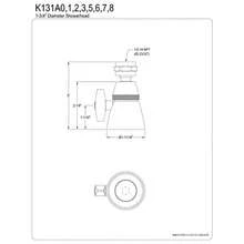 Kingston Brass K131A8 - Alcachofa de ducha 1-3/4 pulgadas níquel cepillado - Nquel cepillado - Ver 5