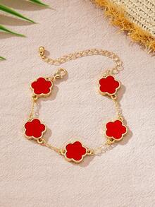 3/1 Set Pink, Black And Red Clover Bracelets, Fashion Classic Design, Suitable For Daily Wear, Dates, Formal Occasions, Elegant Ladies Accessories, Couple Gifts (No Gift Box) - Multicolor - View 6