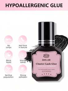 zwellbe 20毫升/管装睫毛胶，簇状睫毛胶，黑色，适合敏感肌肤，速干防水，单根睫毛胶，持久耐用，DIY睫毛嫁接胶，强力睫毛胶，家用睫毛嫁接自粘胶 - 黑色 - 查看 3