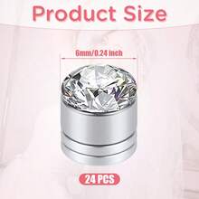 2个/24个水钻磁性头纱坠，新娘头纱坠，女士婚礼磁性钻石坠 - 銀色 - 查看 2