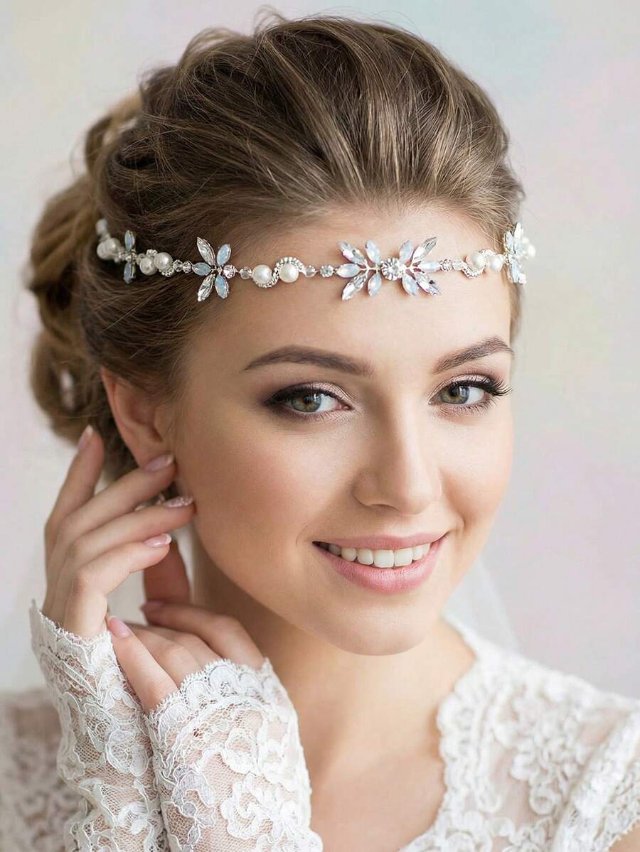 1pc Elegant Rhinestone Bridal Headband Handmade Beaded Women's Headpiece Suitable For Wedding Party Easter
