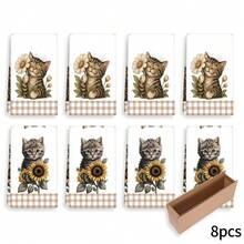 2/4/6pcs Set, Dish Towels, Cute Cat Print Soft Microfiber Absorbent Cloths, Modern Kitchen Towels, Cooking & Baking Tea Towels, Dish Cloths, Cleaning Rags, Hand Towels, Highly Absorbent, Kitchen Decor, Gifts For Neighbors, Mothers, Birthdays, Housewarming For Friends, Kitchen Essentials, Daily Necessities - Multicolor - View 14