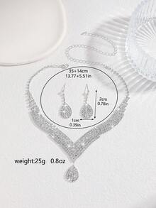 3件套流苏新娘女士时尚水晶项链套装，奢华珠宝套装，适合高端晚礼服和高档晚宴。 - 耳環+項鍊 - 查看 11