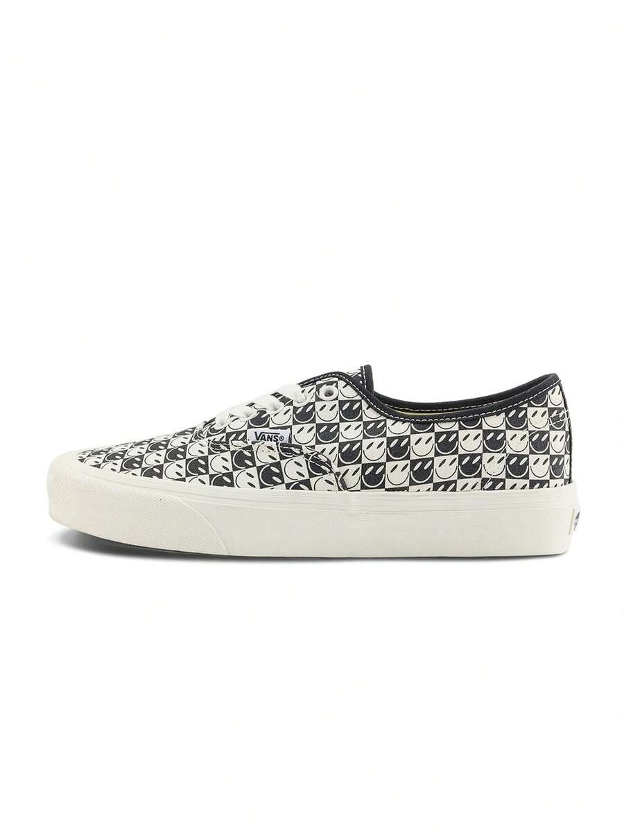 Vans男鞋女鞋Authentic VR3笑臉開口笑棋盤格印花帆布鞋休閒鞋VN000BVWKIG - 黑色 - 查看 1