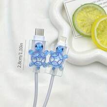 Cute Cartoon Protective Case, Durable And Wear-Resistant - Compatible With Apple Charger Handle, Colorful Design, Charging Accessory, Cute Turtle Decorative Shell, - Multicolor - View 2
