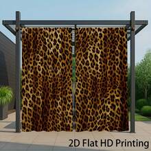 2pcs Leopard Print Curtains - & Animal Print Semi-Sheer Window Drapes With Grommet Top, Modern Wild Charm For Bedroom, Living Room, All-Season Home Decor - Easy Wipe-Clean Fabric (Ideal For Halloween & Christmas Decorations) - Contemporary Wildlife- , Window Curtain Panels For Bedroom Living Room Home Decor - 2pcs - 查看 4