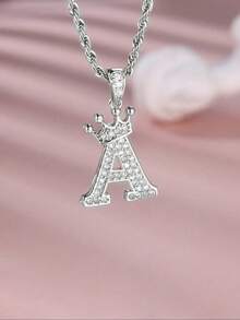 Rhinestone Decor Letter Design Pendant Necklace For Women, Fashion Jewelry For Party, Daily Decor,  All-Match & Exquisite Jewelry For Birthday Gift - Gold - View 5