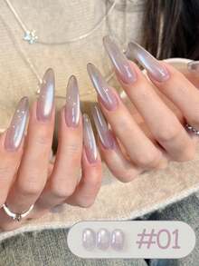 MISS SHAKA 10ml 冰透明梦玛系列粉紫色玻璃珠猫眼凝胶指甲油 2026 新款春夏白色浅紫色玻璃珠美甲美白百搭四季流行美甲沙龙家用DIY美甲用品 - 彩色 - 查看 6