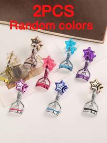 1/2支装睫毛夹，持久卷翘，便携式一体式睫毛夹，新手友好型眼妆工具 - 彩色 - 查看 16