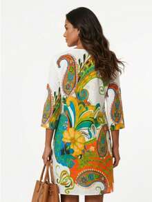 KIARA BRAZIL Short White Dress With Colorful Floral Embroidery - #4010/#4008 - Nhiều màu - Xem 3