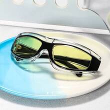Women's Retro Futuristic Glasses, Black Frame With Transparent Insert, Narrow Frame Flattering Design, Fashionable - 20852 - View 1