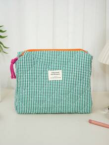 1pc 4-Color Plaid Cosmetic Bag, Portable Makeup & Toiletry Organizer - Multicolor - View 22
