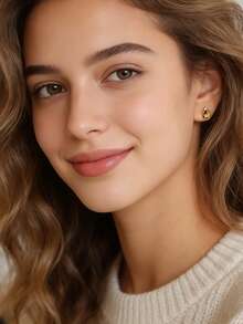 Charm-In Hammered Disc Crystal 18K Gold Plated Stud Earrings | Dainty Minimalist Fashion Earrings For Women | Perfect For Everyday & Party Wear - Gold - View 2