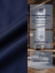 3 PiecesNavy Blue Suit Set For Men, Includes Single-Breasted Jacket + V-Neck Vest + Straight-Leg Pants, Wrinkle-Resistant, Durable, Non-Deforming, Comfortable For Long Wear, Easy Care, Suitable For Business Or Wedding Occasions - Navy Blue - View 9