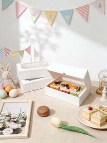 6个/12个装甜甜圈和纸杯蛋糕纸盒，烘焙包装盒，适用于蛋糕、糕点、巧克力、饼干、馅饼、生日派对、婚礼、复活节、礼品、蛋糕外卖盒 - 查看 9