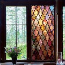 1/3/5pcs Colorful Geometric Pattern Glass Window Film, Removable Glue-Free Static Cling Frosted Privacy Decorative Sticker, Suitable For Bathroom Home Decor Window - Geometric Frosted Film - View 10