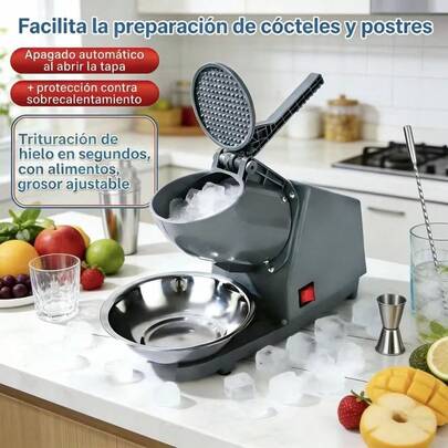 Trituradora de Hielo Eléctrica (1 o 2 Cuchillas)Raspadora de Hielo Portátil para el Hogar, Motor Potente y Rápido Ideal para Frappés,Smoothies y Té de Burbujas,El Mejor Aliado para el Verano,Equipo de Cocina Comercial y Casero