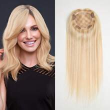 SHINEHAIR 5x5 Hairpiece For Women – Natural Colored Straight Hair (Black / Light Shades) - A Natural-Looking Hairpiece For The Top Of The Head. Features A Real Hair Fringe To Enhance And Frame The Face. - S18/613 - Xem 9