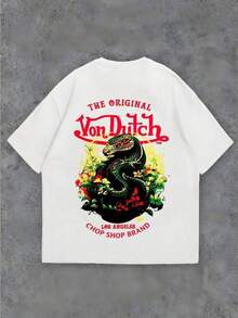 Classic Logo Style White T-Shirt Kids Unisex Casual Daily Outfit Top, S-Umwon Kids, Summer Clothes For Teens Girl, Easter Outfits For Boys, Clothes For Girls 10 To 12, Toddler Girls Clothes, Teen Summer Clothes, Playful Pals, Summer, Y2k, Streetwear, Fashion Vintage Prints Shirt, Summer Tops Streetwear, 1pcs Women's Von Ditch Dragon Floral Design Red And Green Print Fabric Soft & Skin-Friendly Unisex Style Gifts For Spring Festival, Valentine's Day, St. Patrick's Day & World Cup-Van Dutch Dragon Print Women T Shirt Classic Americana Style Graphic Sports Fan Gift Soft White Cotton T-Shirt For Kids Featuring Retro Street Fashion Elements, Easy To Pair With Jeans, Shorts And Jackets For Versatile Everyday Outfits. Personalized Gifts, Easter Gifts Kids, Party  Favors For Kids, Gift For Kids, Friends And Family. - White - View 8