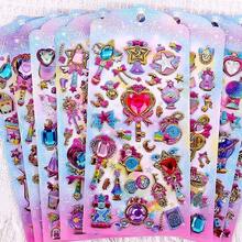 2pcs Random 3D Crystal Stickers, Bubble Wrap Diamond Gem Stickers, Colorful Diamond Decorations, Princess Laser Stickers And Fairy Magic Wand Stickers - Multicolor - View 1