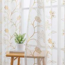 2pcs White Voile Curtains With Gold Foil Printing, Easy Installation With Grommets, Suitable For Bedroom, Living Room, Bay Window, Corridor, Study, Balcony, Kitchen And Other Scenes, All Seasons - 2pcs - View 14