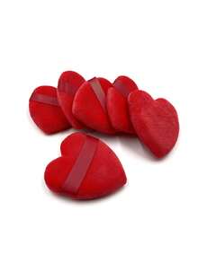 54pcs/15pcs/5pcs Heart-Shaped Flocked Makeup Sponges, For Setting Makeup, Soft And Fluffy With Texture, Suitable For Face And Body Powder Puffs, Mixed Set Makeup Beauty Tools - Red - View 9