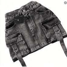 Women's Street Style Denim Mini Skirt, Harajuku Retro Gothic Style, Multi-Pocket Super Short Sexy Mini Skirt. Casual, Simple, Retro, Elegant, And Versatile, Suitable For Commuting, Everyday Wear, Casual Wear, Suitable For Dates, And Perfect For Graduation Season. - 1 - View 8
