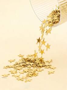 10pcs Stainless Steel Golden Yellow Cute Solid Five-Pointed Star Versatile Fashionable Bracelet Necklace DIY Accessory Piece - Yellow Gold - View 3