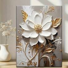 1pc No Frame Wall Art Poster Modern, Golden Leaves & White Blossom High-Definition Printed Painting, Creative Floral Canvas Art, Modern Abstract Flower Wall Hanging, Fashion Theme, For Thanksgiving, Halloween, Christmas, New Year, Ideal For Living Room, Bedroom, Hallway, Office, Bar, Restaurant, Bookstore, Cafe Wall Decor - A - View 6