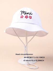 1顶女婴宽檐遮阳帽，防风防晒沙滩帽，适合春、夏、秋季 - 1PC - 查看 2
