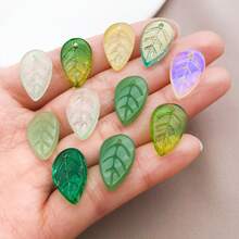 20 hạt hình lá cây màu xanh lá cây hỗn hợp, mặt dây chuyền hình lá cây bằng thủy tinh trong suốt, hạt hình lá nhỏ màu xanh lá cây dùng để tự làm đồ thủ công mùa xuân như bông tai, vòng tay, trang sức. - Nhiều màu - Xem 5