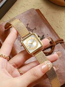1pc Classic Elegant Quartz Watch With Stylish Square Dial, Versatile For Commuting, Suitable As Birthday, Halloween, Gift - Multicolor - View 10
