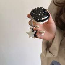 Ins Style黑色星形耳机保护套，适用于华为FreeBuds 7i、FreeBuds 5i、FreeBuds Pro 4、Galaxy Buds 2无线蓝牙耳机保护套 - 黑與白 - 查看 5