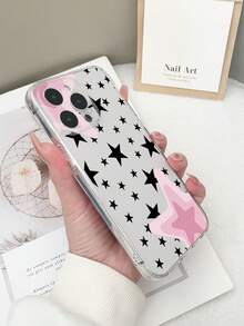 1pc Transparent TPU Anti-Drop Colorful Star Pattern Phone Case Compatible With IPhone 15/15Pro/15Plus/15ProMax/16/16Pro/16Plus/16ProMax/17/17Pro/17ProMax, Galaxy S23 Ultra/A14/A24, Android Phones Note 12 Pro/Pixel 8/8 Pro - Multicolor - View 4
