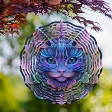 10-Inch Metal Wind Chime, Colorful Cat Pattern Design, Suitable For Spring/Summer Outdoor Decor. Wind-Powered Operation Without Electricity, Double-Sided Printing For Artistic Effect, Comes With 360° Rotating Hook For Easy Installation. Ideal For Decorating Gardens, Porches, Lawns, And As A Quality Gift For Occasions. (Pendant Not Included, Random Style) - Multicolor - View 2