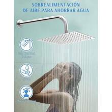 Cabeza de Ducha de Lluvia 8 Pulgadas Cuadrada - Acero Inoxidable 304 Alta Presión y Ultra Fina Rotación 360° Ahorro de Agua Conector 1/2" Regadera Fija de Lujo para Baño - 8 Pulgadas Cuadrado - Ver 6