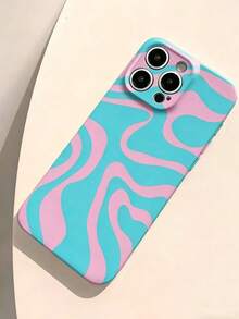 1pc Simple Artistic Color Splicing Iregular Pattem Micro Perforated Glosy Fim Case Ful-Coverage Hard Phone Case Compatible With Iphone 11/12/13/14/15/Opro Max - Multicolor - View 2