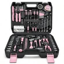 Home Tool Kit  - Protable Complete Basic Hand Repair General Tool Sets For Men Women - Tool Set With Socket Wrench Set & Screwdriver Set & Metric Hex Key & Pliers & Tool Box Case Pink - 281-pink - View 1