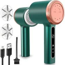 Fabric Shaver,  Lint Remover Portable Sweater Defuzzer With 6-Leaf Blades, Large Lint Container, 3-Speed Fuzzs Bobbles Pills Pilling Trimmer For Clothes Furniture Beddings - 1 tay cầm + 6 phụ kiện thay thế - Xem 7