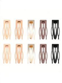 10pcs Double-Headed Hair Clips, Sightor Metal Clamp Hair Clips, Women's Salon Hair Accessories, Hair Decorations (Black, Brown, Silver, Khaki, Gold), Claw Clips, School Supplies,Summer,Holiday,Travel - Multicolor - View 7