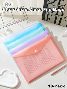 A4透明按扣式文件袋 - 防水文件收纳袋，适用于家庭和办公室 - 套裝 - 查看 2