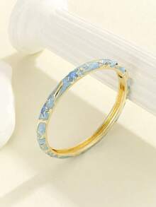 1pc Fashionable New Bohemian Style Gold-Plated Star Enamel Bracelet, Suitable For Girls And Women - White - View 1
