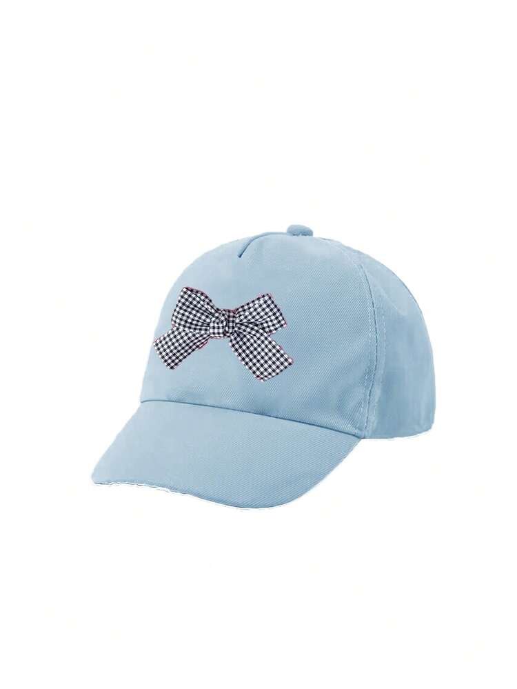 1 pieza Gorra de béisbol para niños con lazo a cuadros blanco y negro, diseño de parte superior suave, gorra de béisbol versátil para protección solar, visera curvada de calidad, transpirable, adecuada para niños de 1 a 3 años - 1PC - Añade 22