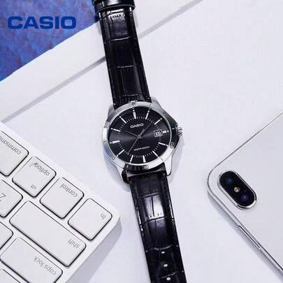  Casio LTP-V004L Ladies Minimalist Watch Black Dial Leather Strap Daily Waterproof Quartz Wristwatch