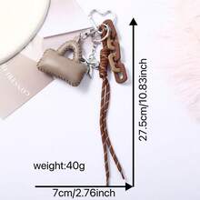 Móc khóa da hình trái tim với mặt dây chuyền hình bướm, tua rua bện, móc kim loại, phụ kiện trang trí túi xách thanh lịch, quà tặng sáng tạo - Nhiều màu - Xem 2