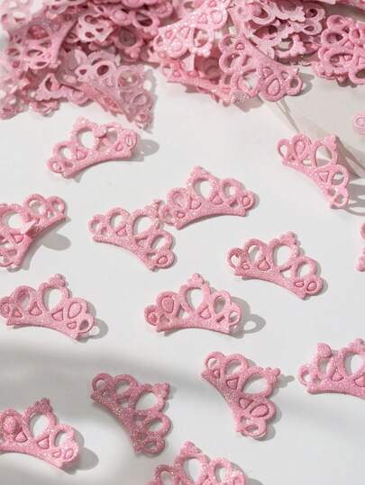 Confettis de couronne de princesse, confettis de couronne de prince et de roi en paillettes dorées et roses brillantes, convenant pour une fête d'anniversaire de princesse, une baby shower, une décoration de table (ton rose)